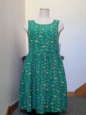 NWT TULIP B Unique Vintage Handbag Print Midi Dress Size L
